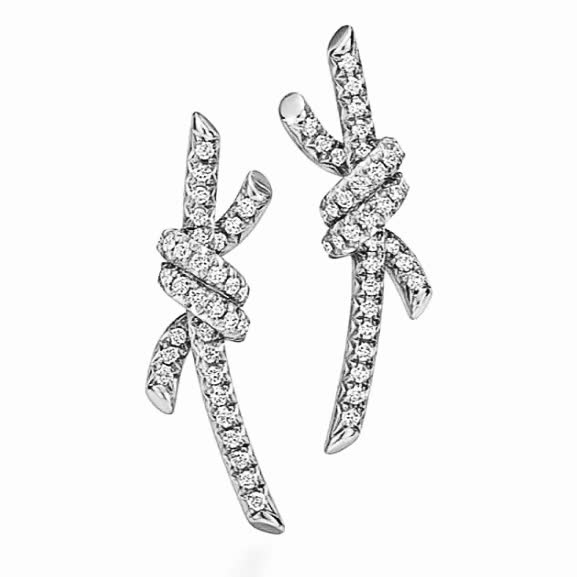 Tiffany & Co Elegant Silver Rhinestone Bow Earrings